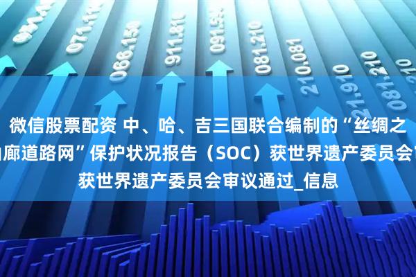 微信股票配资 中、哈、吉三国联合编制的“丝绸之路：长安-天山廊道路网”保护状况报告（SOC）获世界遗产委员会审议通过_信息