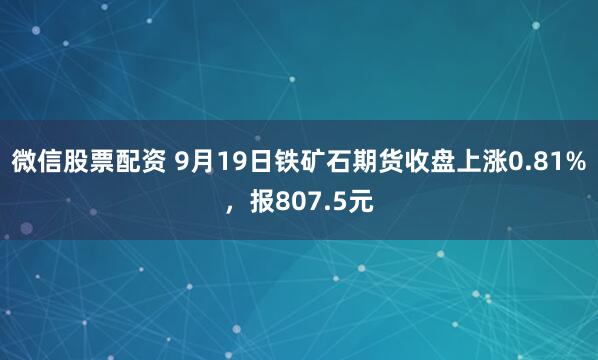 微信股票配资 9月19日铁矿石期货收盘上涨0.81%，报807.5元